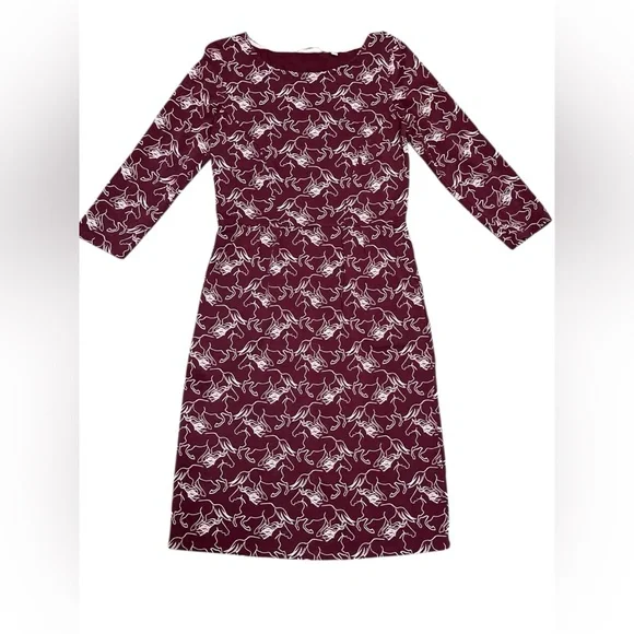 Boden Penny Dress Wild Horse Print Sheath Pencil Knee Length 3/4 Sleeve Red 6R - Picture 5 of 12